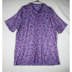Pins & Aces Golf Polo Shirt Men XXL Purple Abstract AOP Performance Short Sleeve